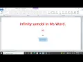 infinity symbol in ms word