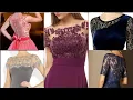 Latest Trendy attractive Half sleeve JS Collection illusion Beaded Bodice A Line Chiffon Gown