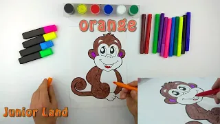 Coloring Cute Monkey Colouring Pages For Kids Colouring Pictures with Colored Markers