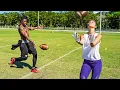 GIRLFRIEND TRIES CATCHING AN NFL PLAYER S PUNTS EXTREMELY DIFFICULT
