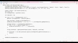 Codsoft Internship-Task 4 Java Programming QUIZ APPLICATION WITH TIMER