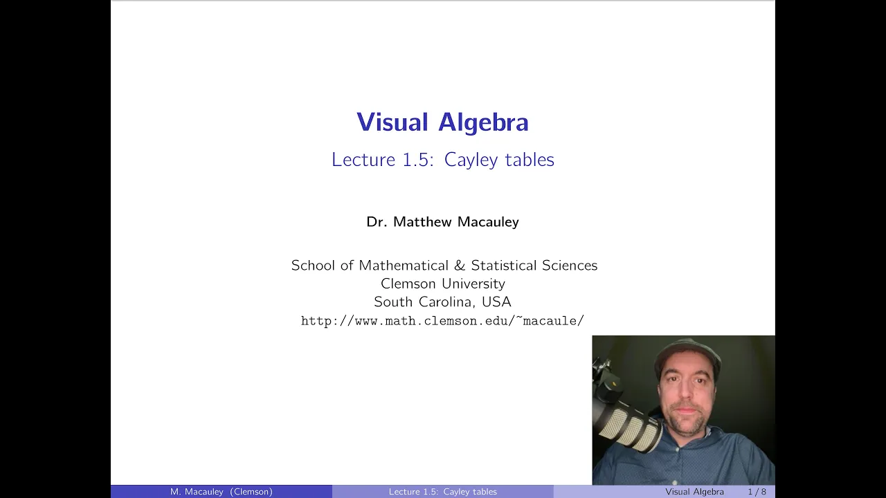 Visual Algebra, Lecture 1.5: Cayley tables