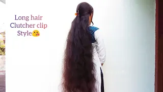 long clutcher clip hair style central clip hair style longhair rapunzel hairstyle hair clipped
