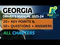 Georgia Driver Manual 2024 - ALL Chapters Key Points Questions Answers
