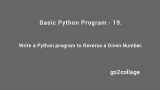 EP 19 Language Python Basic Program I go2collage
