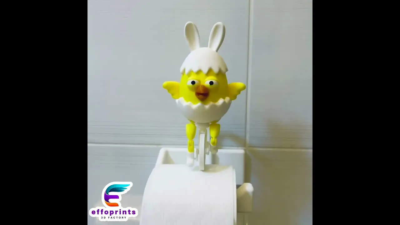 Easter Chick Egg Riding On Toilet Paper Hanger Gadget