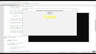 Color game using Tkinter in Python 2019