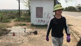 Cleaning the sidewalk to make it clean.