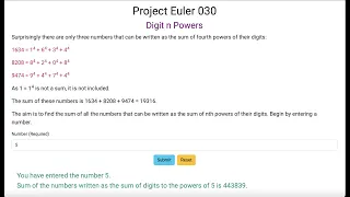 Project Euler 030 - Digit n Powers