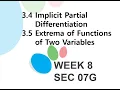 Online Class Sec 7 Topic 3 4 - 3 5 Implicit Partial Differentiation and Extrema