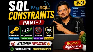 SQL Constraints Part-1 in Telugu Primary Key Auto Increment NOT NULL UNIQUE sortutorials