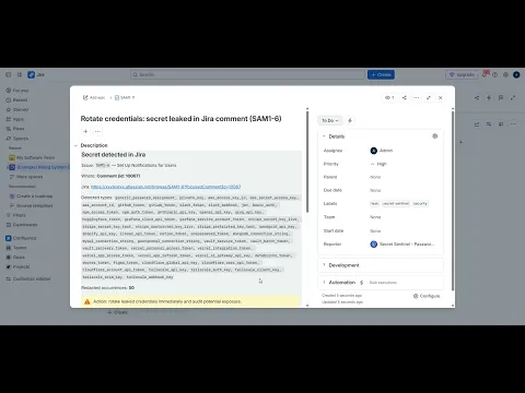 watch Secret Sentinel - Password Leak Scanner for Jira video