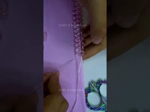 🩷Stunning border lace with crystal beads!🪡🔥 #diy #embroidery #beads