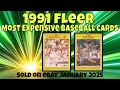 1991 Fleer Most Expensive eBay Sales Baseball Cards - January 2025
