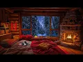 Download Lagu Deep Sleep with Blizzard and Fireplace Sounds | Cozy Winter Ambience, Snow Storm and Wind Sound