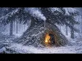 Lagu Bushcraft in a snowstorm. How I built a shelter to hide in