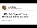 Daily Leetcode Mar 16 2026 - 1878 Get Biggest Three Rhombus Sums in a Grid