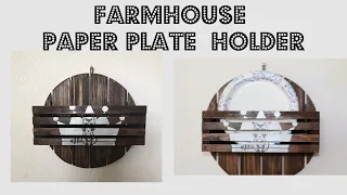 Paper Plate Holder Farmhouse Rustic Style EJD