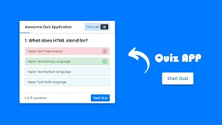 Quiz App JavaScript with Timer Multiple Choice in HTML CSS JavaScript