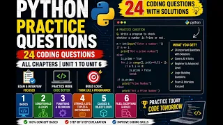 Complete Python Practice Questions Unit 1 to Unit 6 Python Coding Practice