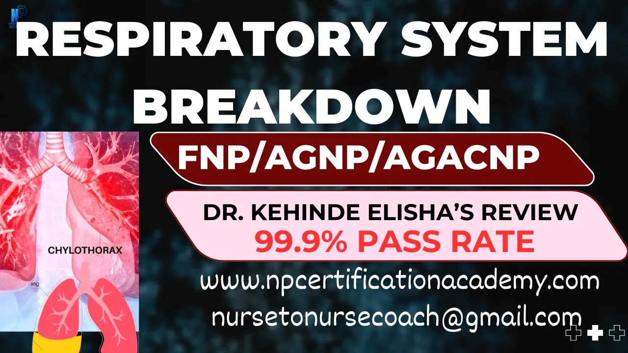 RESPIRATORY SYSTEM- FNP/AGNP/AGACNP EXAM REVIEW- DR. KEHINDE ELISHA 347-901-6037