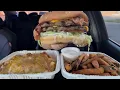 Double Bacon Cheeseburger + Chili Cheese Fries + Zucchini Fries Mukbang 