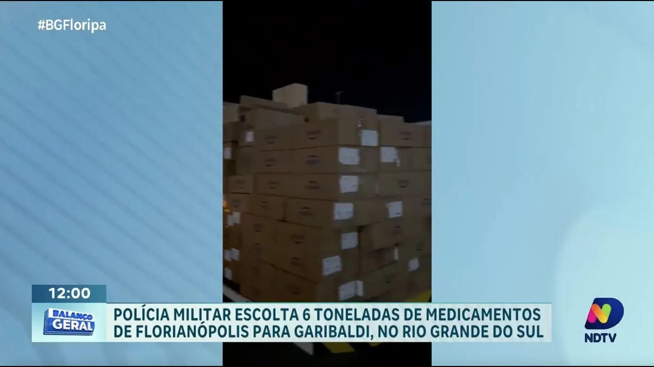 Polícia Militar de SC escolta 6 toneladas de medicamentos para Garibaldi, no Rio Grande do Sul