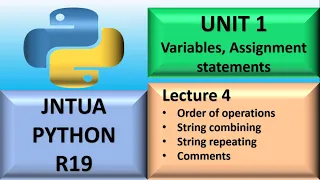 Python Programming JNTUA UNIT 1 Variable Names Assignment statements Lecture 4 Fab Minds