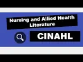 Learn to Search CINAHL Five Minute Friday Nursing and Allied Health