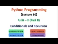 Python Programming JNTUA UNIT 2 Conditionals and Recursion Lecture 10