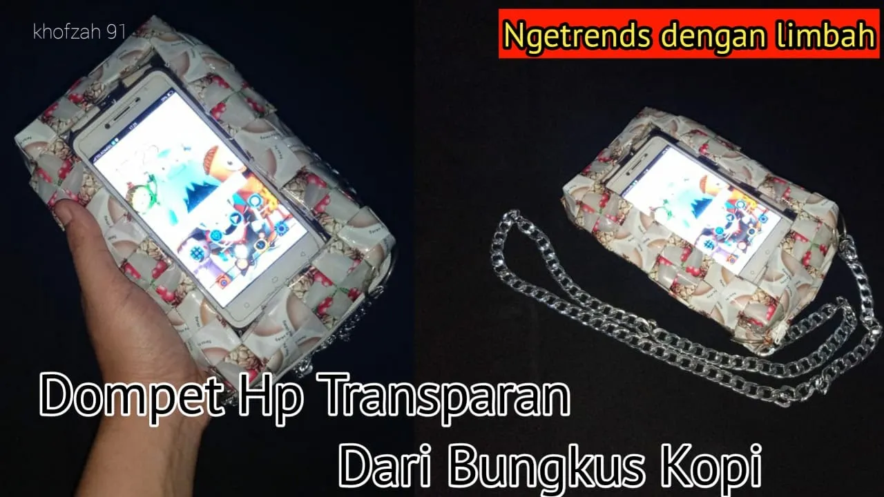 Kerajinan tangan - Cara membuat tali tas dari bungkus kopi anyam zigzag. 