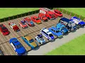 Download Lagu TRANSPORTING CARS, AMBULANCE, POLICE CARS, FIRE TRUCK OF COLORS! WITH TRUCKS! - FS 22 MP3