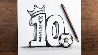 3D 10 Numara lionel messi nasıl çizilir adım adım kolay 3 d 10 messi çizim