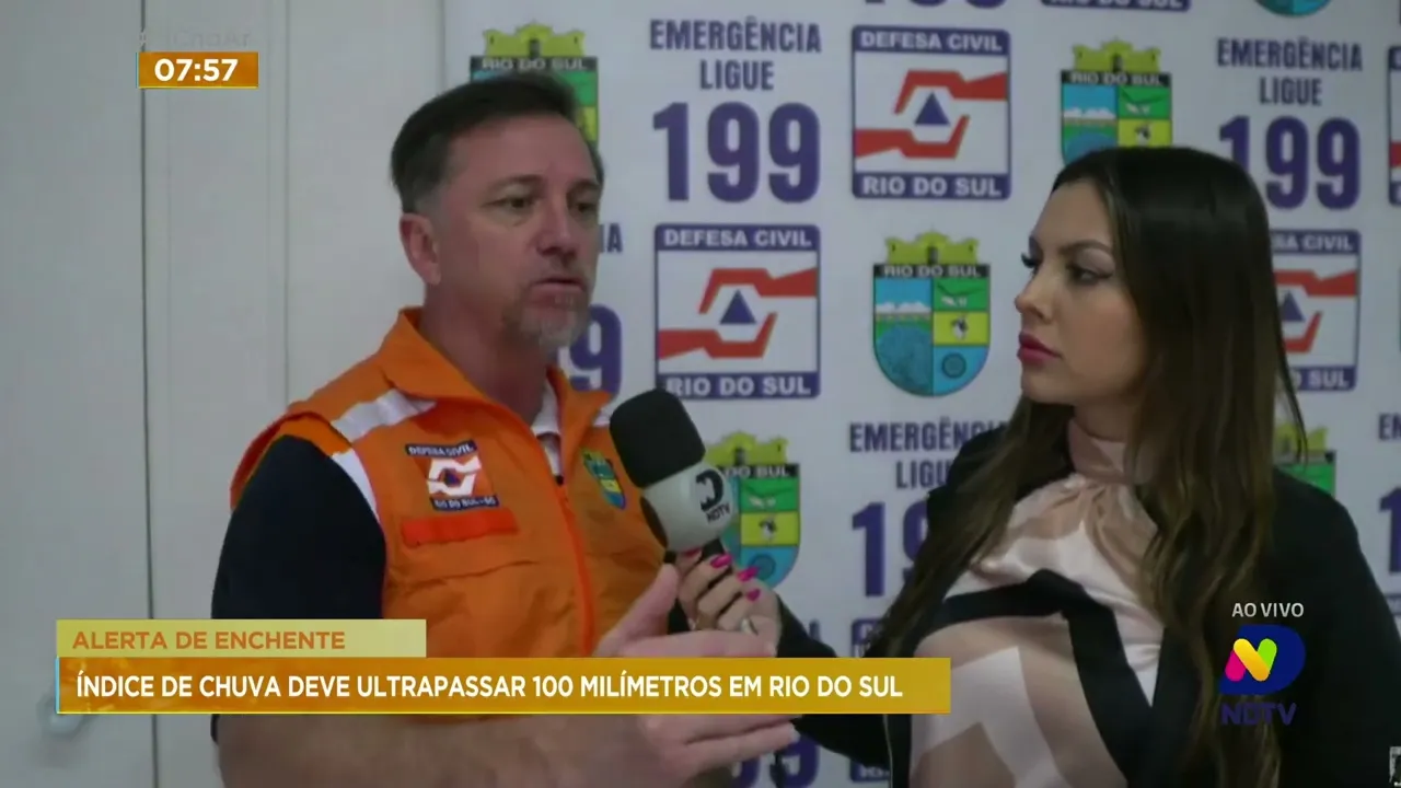 Alerta de enchente: índice de chuva deve ultrapassar 100 milímetros em Rio do Sul