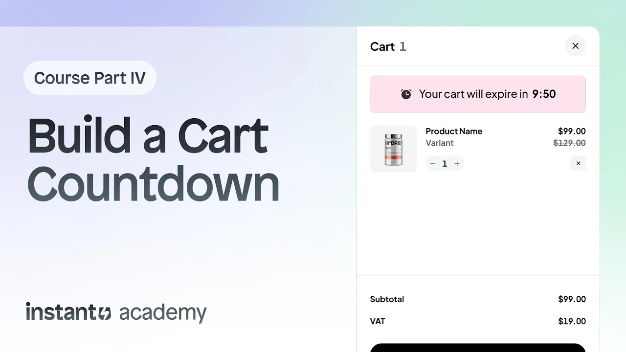 How to add a countdown timer to your Shopify cart drawer (Part 4) - YouTube thumbnail