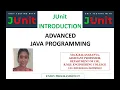 JUnit Introduction Advanced Java Programming Mrs K Balasaranya RMDEC