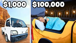 $1000 vs $100,000 Super Trucks! *Overnight Challenge*
