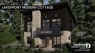 Lakefront modern cottage house plan with a walkout basement by Drummond House Plan plan 2327
