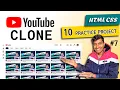 Youtube Clone HTML CSS 10 Practice Projects for Beginners 2023 Hindi