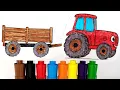 Red Tractor and Trailer Coloring for Kids