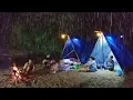Camping hujan deras mendirikan tempat tidur ternyaman di pinggir sungai rame rame \u0026 makan enak