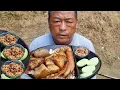 Eating Huge Pork Fats with delicious beans//Fresh Cucumber// Nagaland cooking style