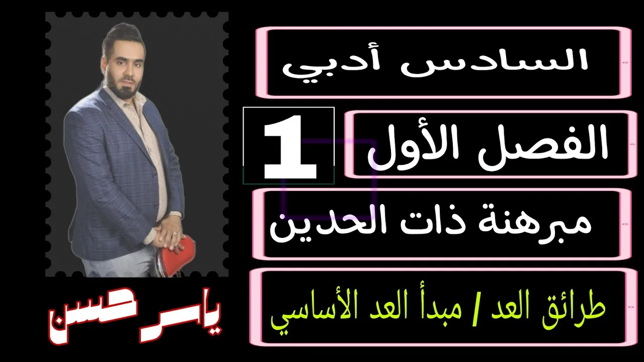 المحاضرة الأولى السادس ادبي رياضيات الموضوع الاول مبدأ العد الأساسي طرائق العد الفصل الأول