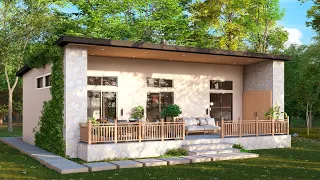 Plano de Casa de 2 Dormitorios | 11x7 metros | Galería cubierta con Asador y Lavadero
