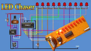 how to make led chaser using 555ic cd4017 project etelectricaltech