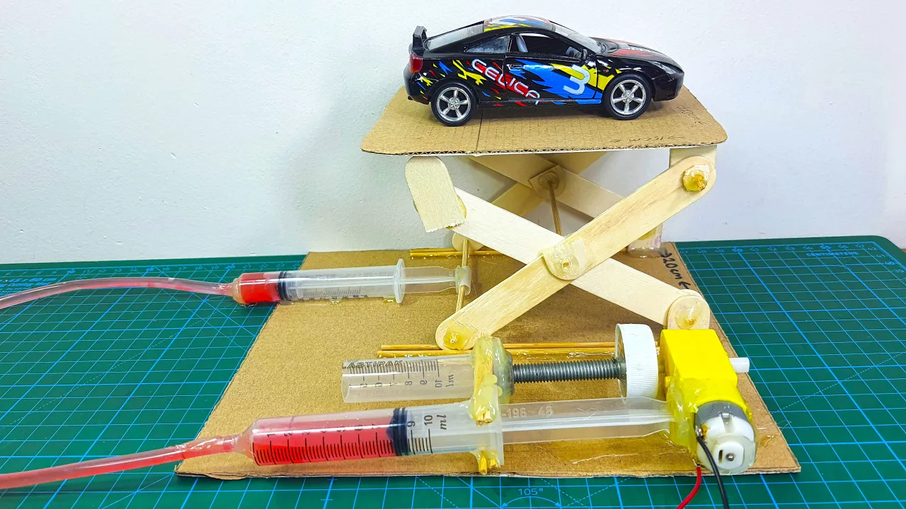 Car lifting - Hydraulic lift - Motorized lift #dcgearmotor #dcmotor #techexperiments