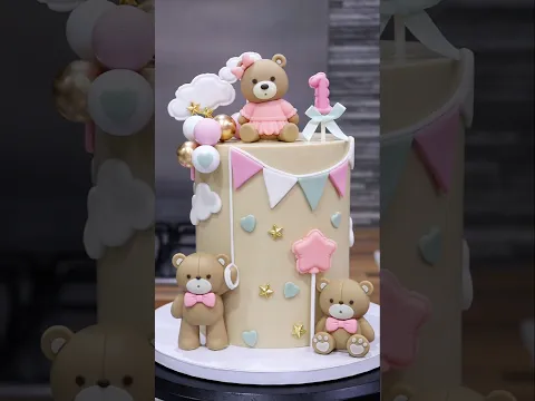 Beary 1st bday cake 🧸 use code FROSTLOVE10 for a discount at frostform.com #cake #bday #shortsfeed