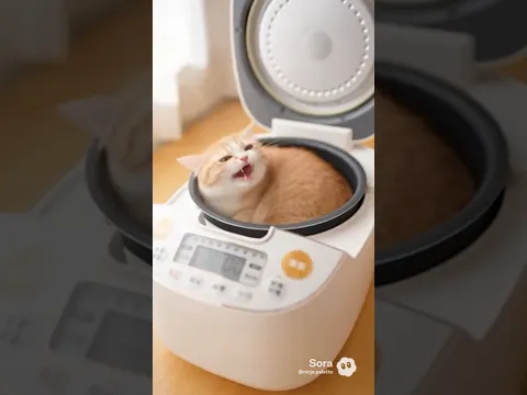 炊飯器を開けたら、猫でした😹💥 #猫動画 #猫あるある #猫のいる暮らし #catlover #catlife