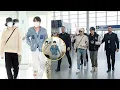 J-Hope en Jimin gespot op het vliegveld; vermoedelijk op weg naar Los Angeles voor een danssamenw...