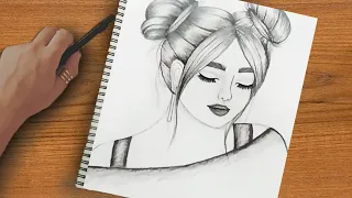رسم بنات كيوت تعليم رسم بنت كيوت مع قصه شعر سهل بالرصاص خطوه بخطوه للمبتدئين بطريقة سهلة رسم سهل 